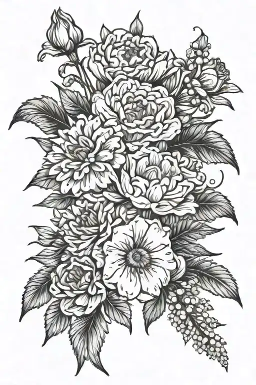 Carnation Flower And Daisy Flower And Aster Flower And Narcissus Flower