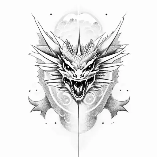 Dragon With A Cute Face With Out Wings Around Coulds