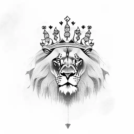 A Majestic Lion Wearing A Crown And Holding A Cruz In Its Paw