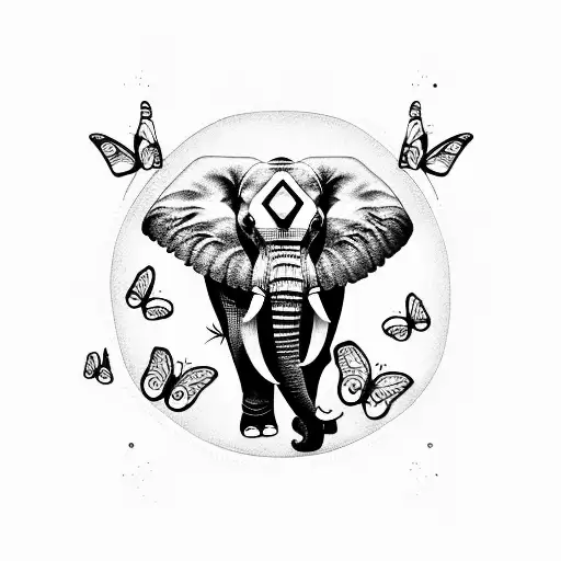 Elephant With Butterflies