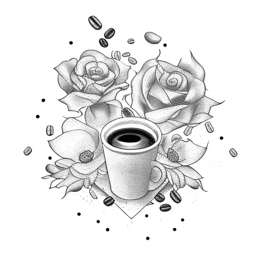 A Cinema Ticket With Flowers And Coffee Beans