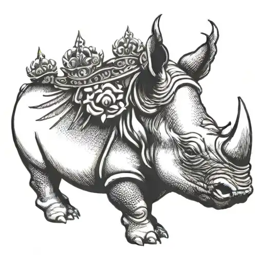 Rhino With A King Crown