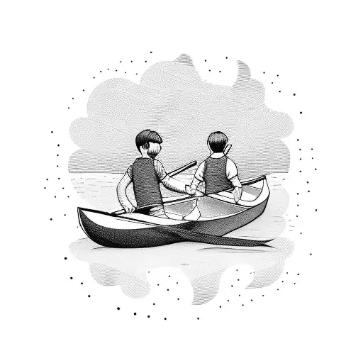 Boy And Father In A Rowboat