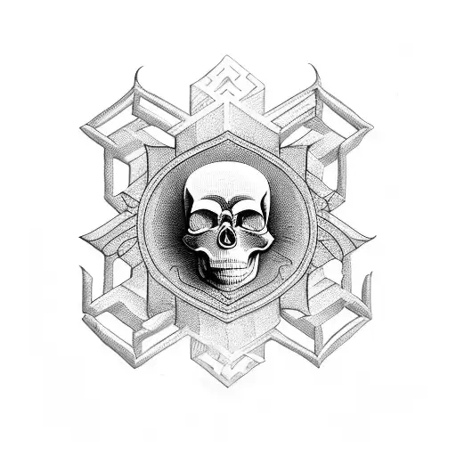 An Intricate Egyptian Philosophy Symbol Incorporating A Skull