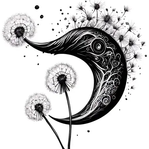 Semi Colon And Dandelion Blowing