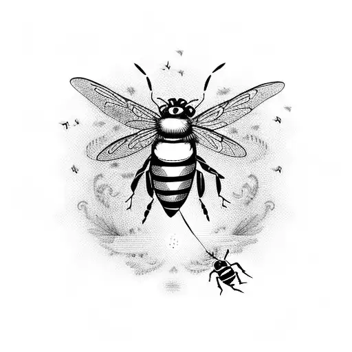 A Bee And A Dragonfly In A Whimsical Duet With Musical Instruments