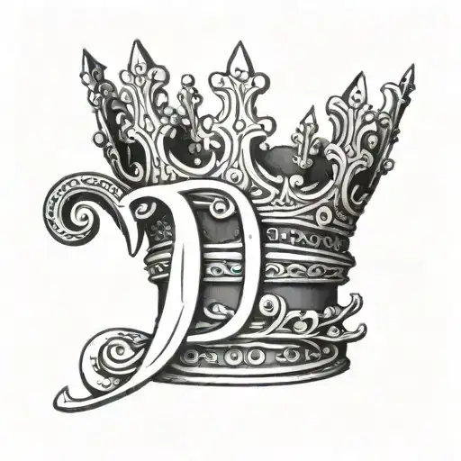 Letter D With Crown Simplistic Black And White