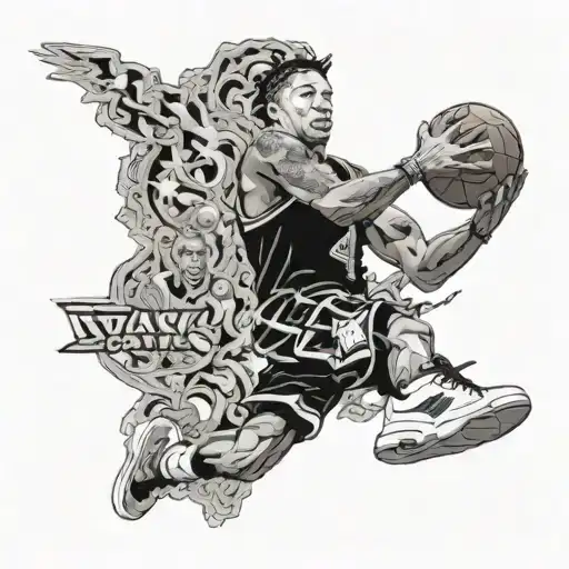 Derek Rose Wearing Jordan 4S Dunking A Basketball With 2010 Mvp Trophy Behind Him