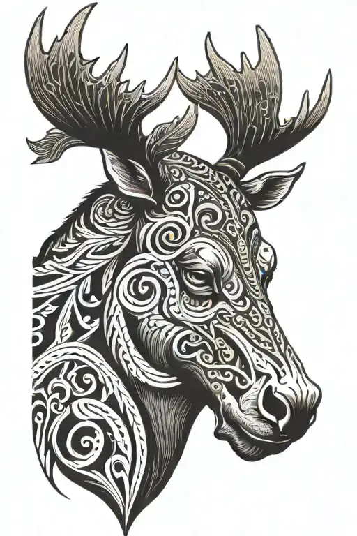 Male Body With A Moose Head Slavic Theme