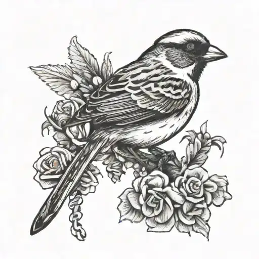 Rosary With House Sparrow Bird Holding