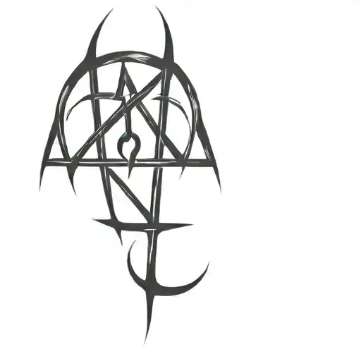 A Mystical Sigil Incorporating Elements Of Fire And Darkness To Represent The Spirit Amalek