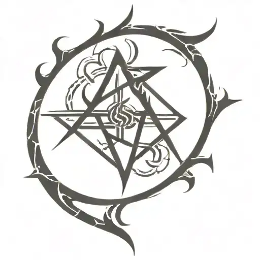 A Mystical Sigil Incorporating Elements Of Fire And Darkness To Represent The Spirit Amalek