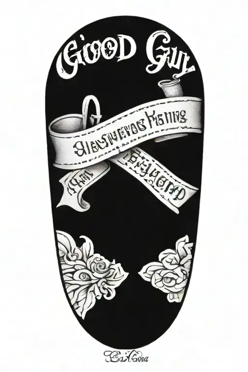 Tattoo Of A Phrase That Says The Good Guy Has Everything And The Bad Guy Loses Everything In Spanish