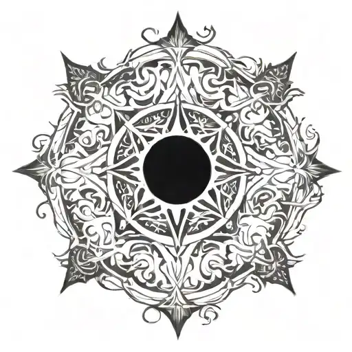 A Mystical Sigil Incorporating Elements Of Fire And Darkness To Represent The Spirit Amalek