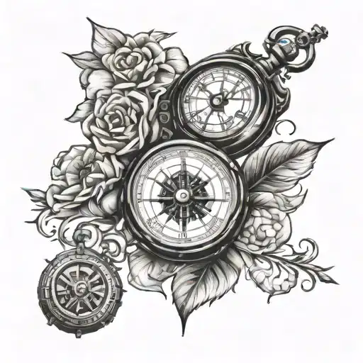 Pocket Watchwith Seperate Rose Compass And Seperate Sale Boat