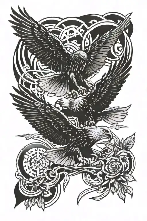 C-130 And Eagle Intertwined