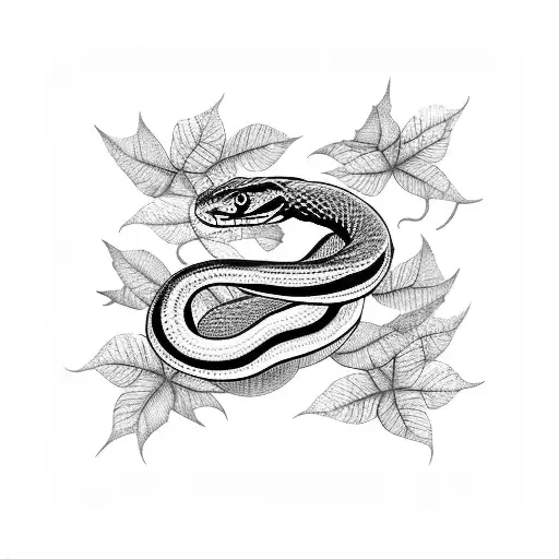 Snake In Leaves