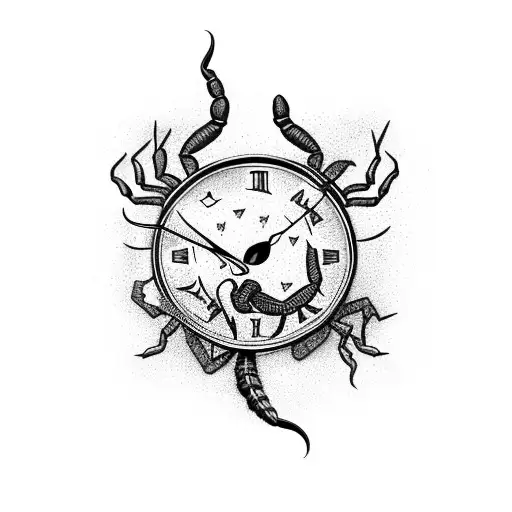 Scorpion Crawling Out Of A Clock