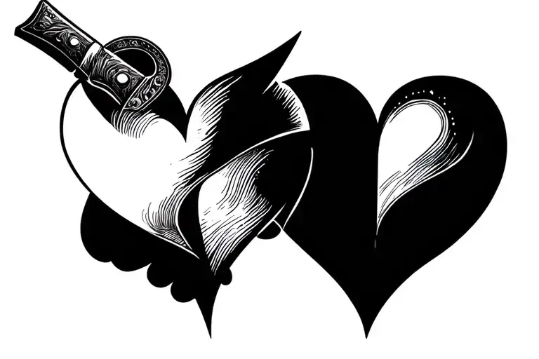 Knife Intertwined Hearts Symbolizing Love