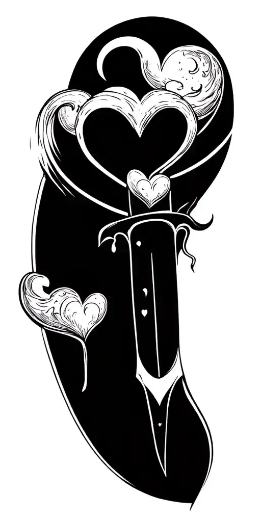 Knife Intertwined Hearts Symbolizing Love You To The Moon