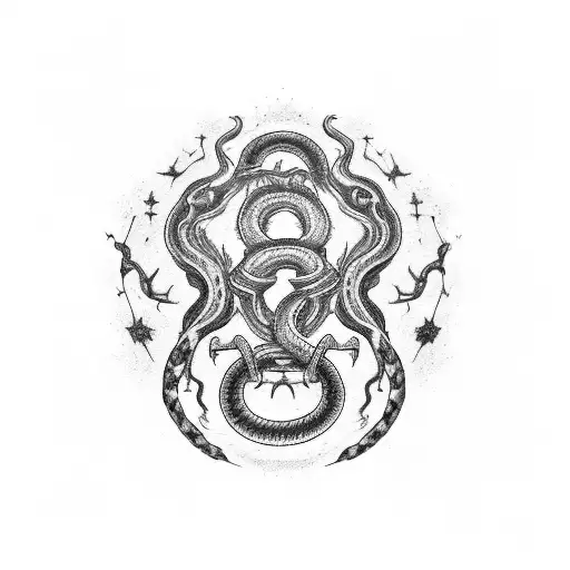 A Haunting Gothic Scene Of A Virgo Constellation Surrounded By Smoke And Snakes