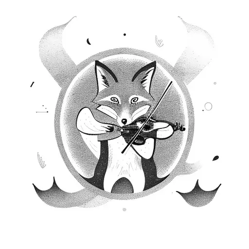 A Fox Playing A Violin In A Mystical Forest