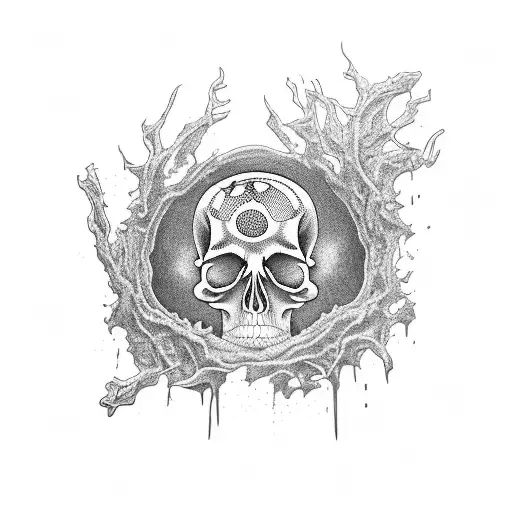 Morty Tattoo With The Skin Melting And The Skull Appearing