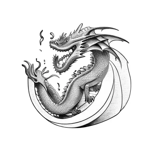 A Dragon Curled Around A Stack Of Books