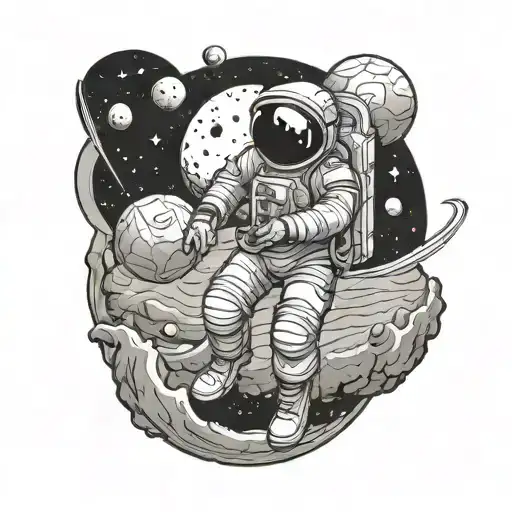 Astronaut Playing Basketball On The Moon