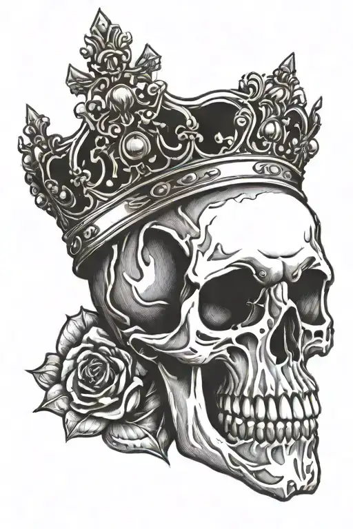Skull Wearing Crown With Brass Knuckles On Either Side