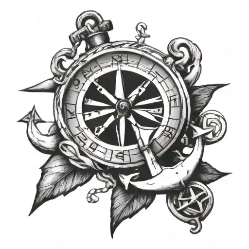 Compass With Anchor Intertwined