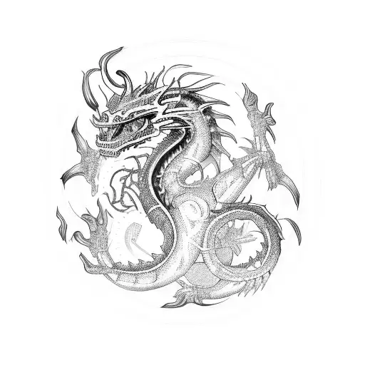 A Cybernetic Dragon Intertwined With Circuitry