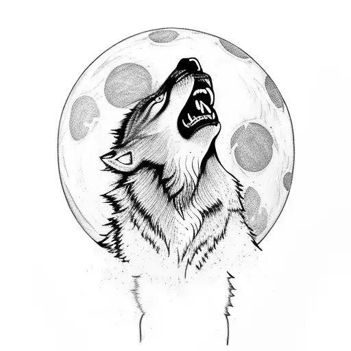A Fierce And Wounded Wolf Howling At The Full Moon