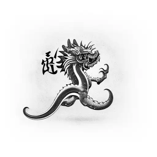 Fu Dog Biting A Wyvern