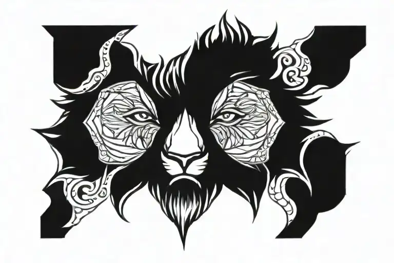 Lion And Eye Surrounded