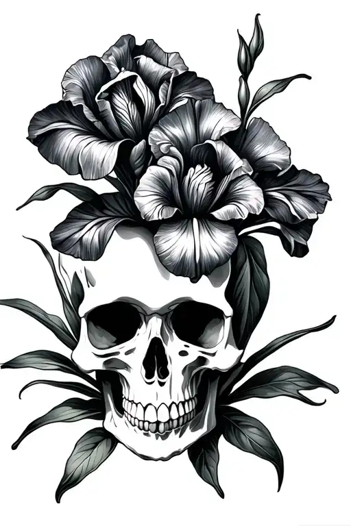 Skull And Iris Flower Growing