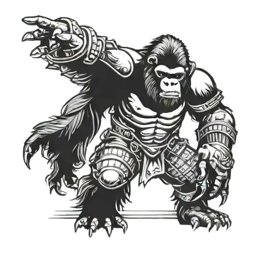 Gorilla With Bear In Armor