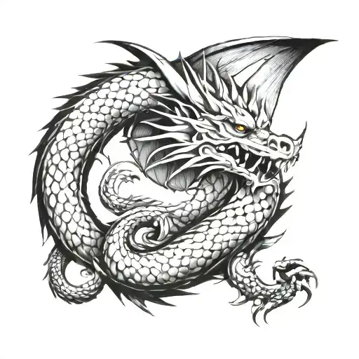 Dragon Wrapped Around Forearm Half Sleeve