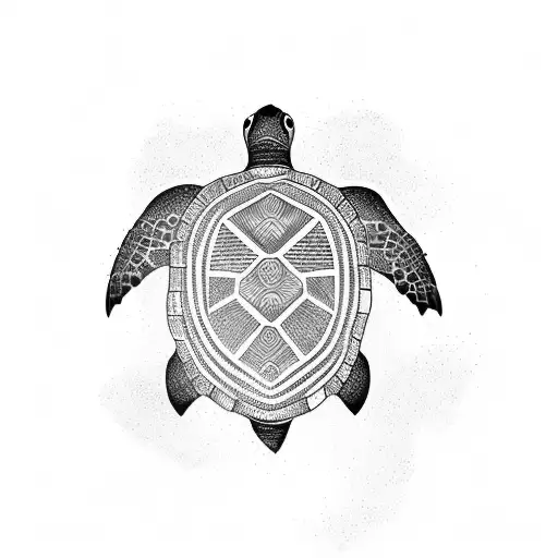 A Tribal-inspired Tattoo Of A Turtle Swimming In The Ocean Waves