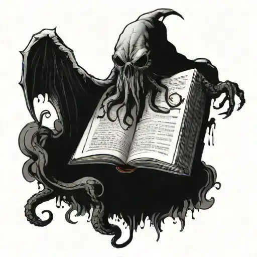 Cuthulhu Walking Out Of Necronomicon Book