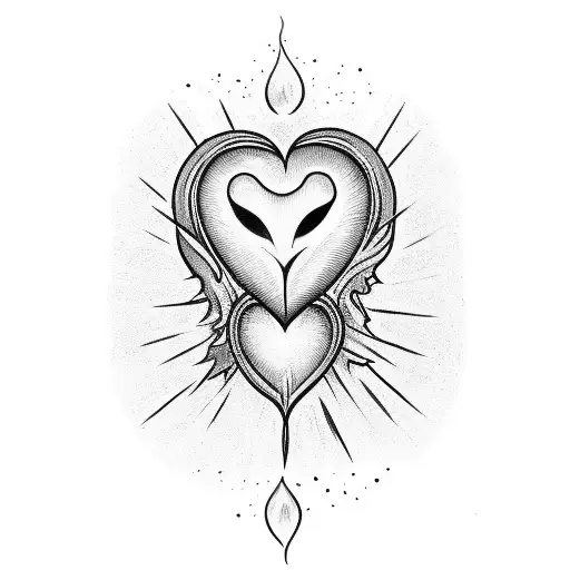 A Heart With Fire On The Top And An Eye Inside