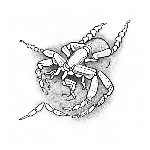 A Minimalist Design Featuring A Small Scorpion Nestled Within An Elegant Flower
