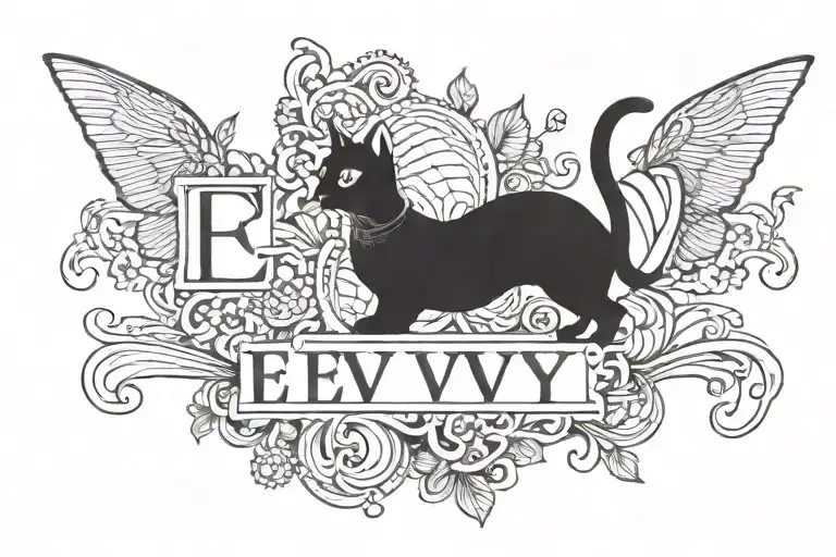 Evy Name Written With Cat Idea Inspired