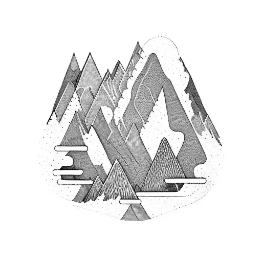 A Mountain Range And Forest Landscape Forming The Shape Of A Compass