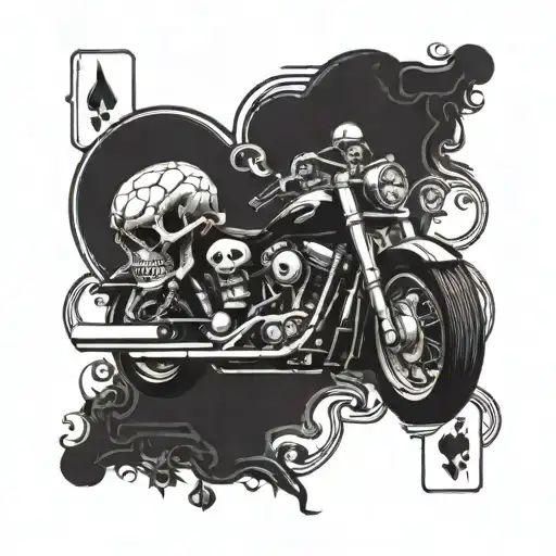 A Card Game With A Skull And A Harley-davidson Motorcycle