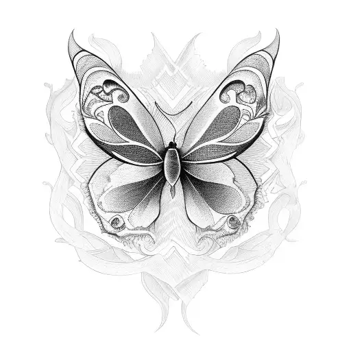 Mariposa Com Asas Compridas No Estilo Dark