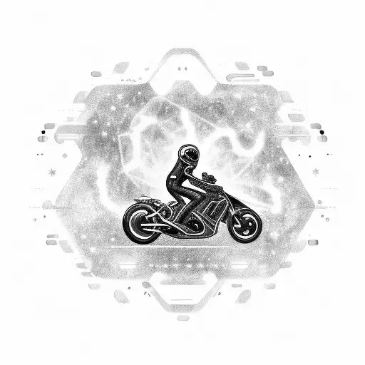 A Futuristic Motorcycle Racing Through A Galaxy Filled With Cryptocurrency Symbols