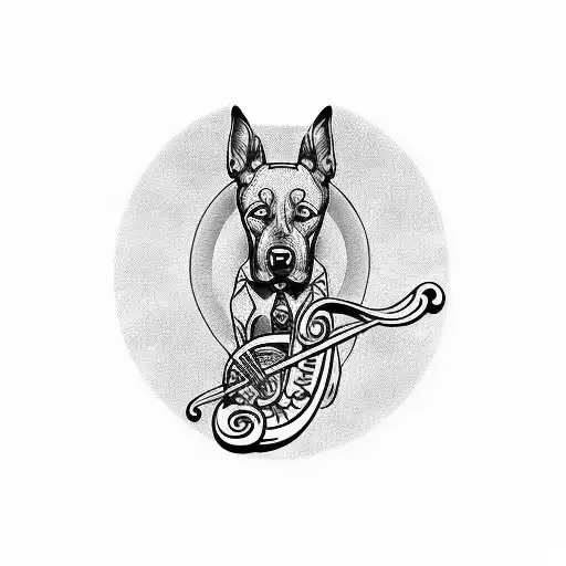 A Tattoo Combining Musical Notes And A Dog Silhouette