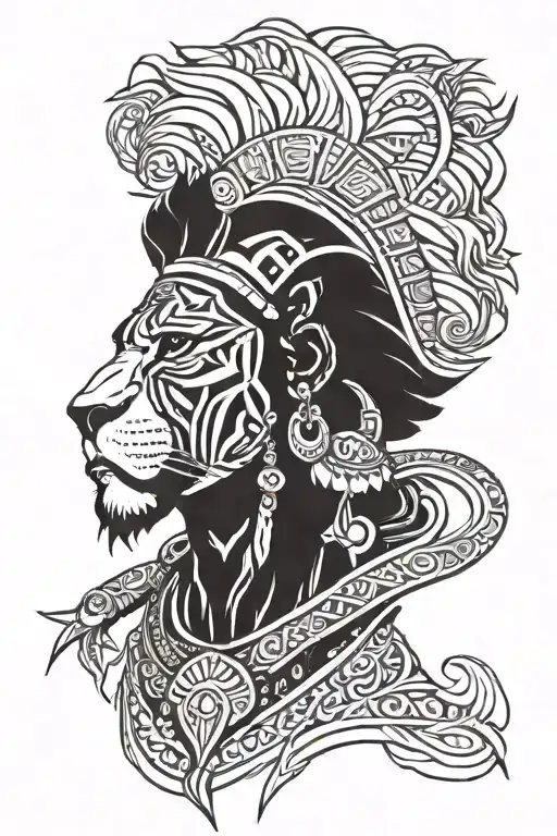 African Warrior With Lion Head