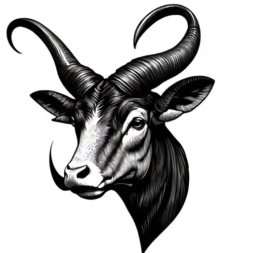 Half Taurus Bull Face Horns Half Aries Ram Face Horns